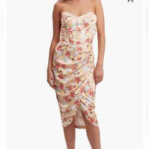 Bardot Strapless Floral Dress - Multicolor